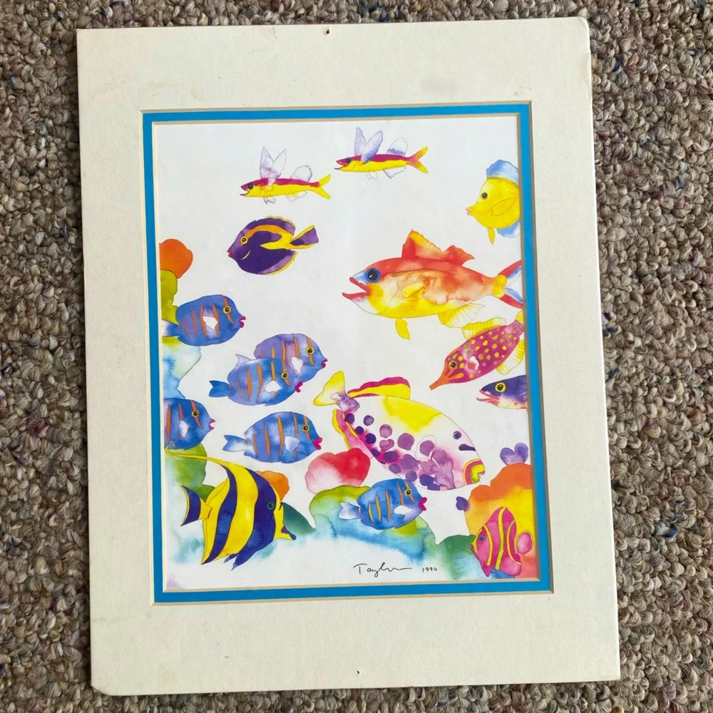 TRACY TAYLOR ARTIST FISH & CHIPS AUTHENTIC 1990 ART PRINT 14 X 11 in SEALED